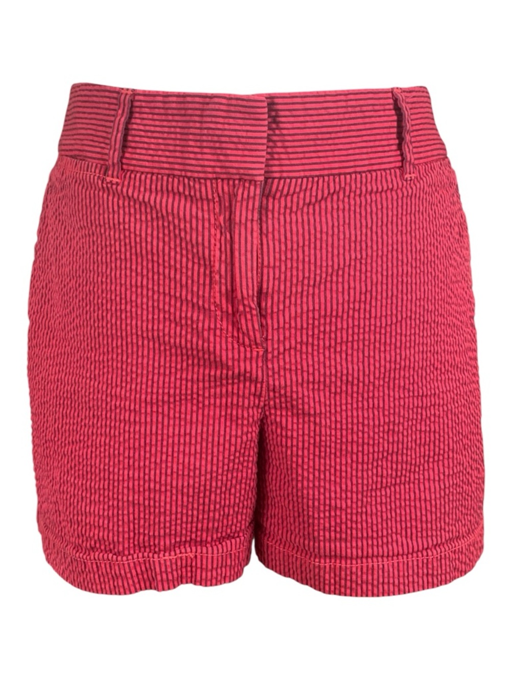 Loft‎ Red Navy Striped Seersucker Summer Shorts Patriotic Cotton Chino Size 8